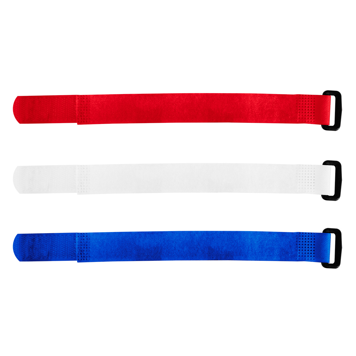 8" x 3/4"  Red,White,Blue Hook & Loop Velcro Strip-Tie Fasteners with Buckle (8-Pack) - Thumbnail 2