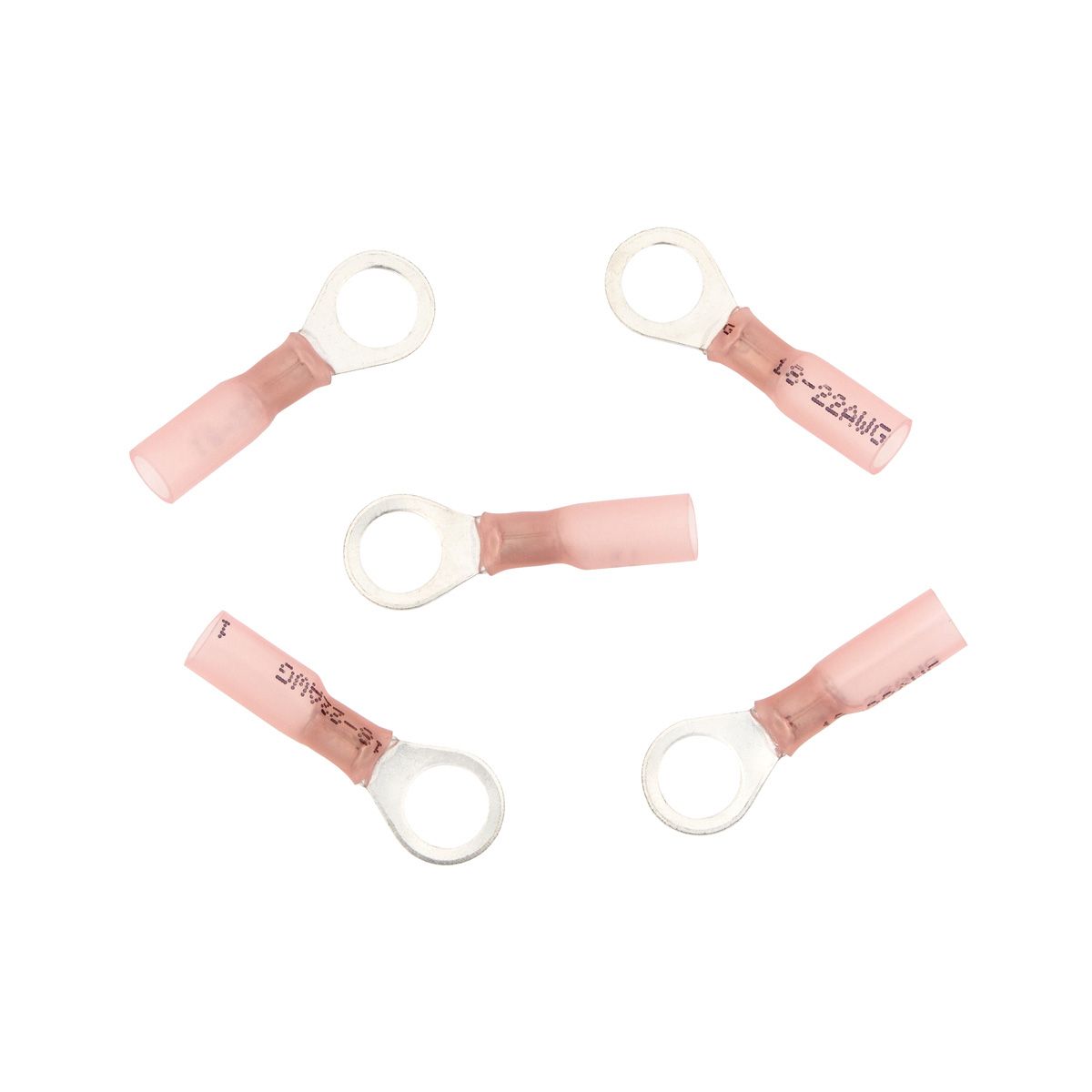 22-18 AWG 5/16" Stud CS Heat Shrink Ring Terminal - Red (5-Pack)