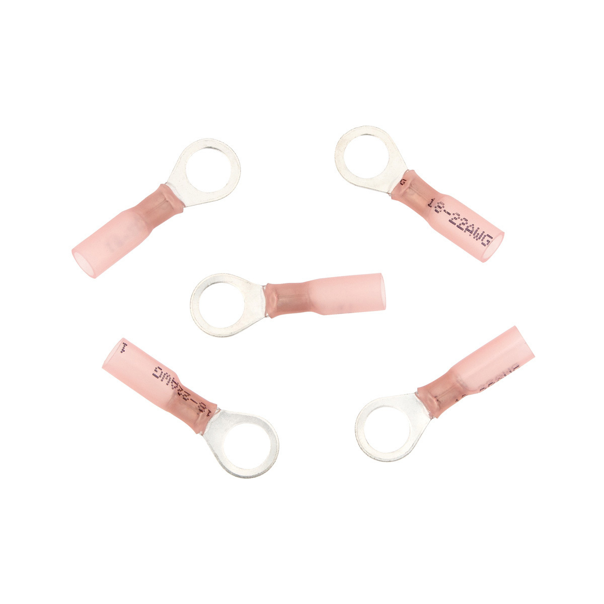 22-18 AWG 5/16" Stud CS Heat Shrink Ring Terminal - Red (5-Pack) - Thumbnail 5