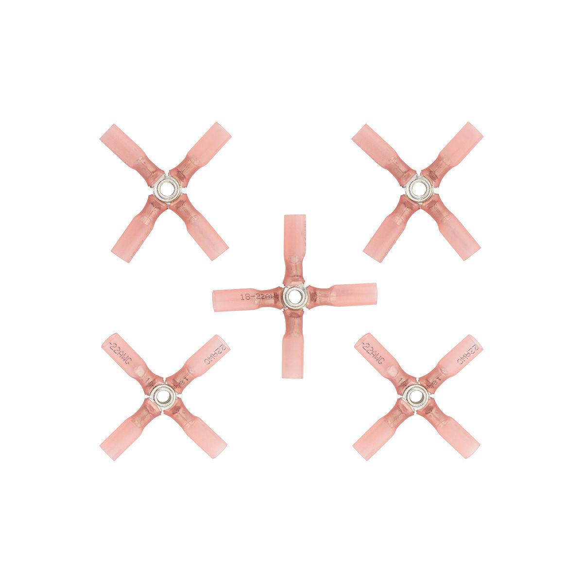 22-18 AWG 4-Way (X) CS Heat Shrink Connector - Red (5-Pack)