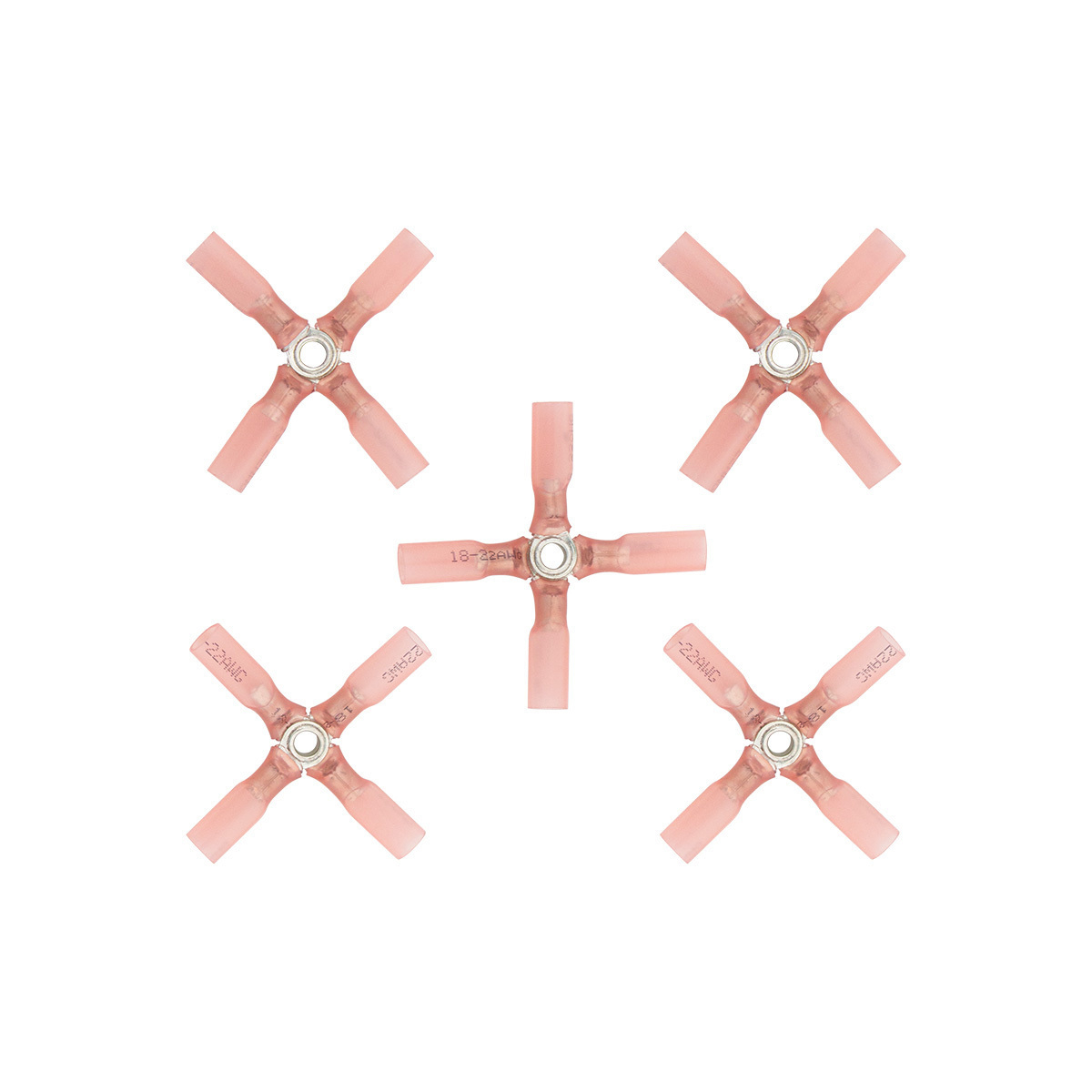 22-18 AWG 4-Way (X) CS Heat Shrink Connector - Red (5-Pack) - Thumbnail 6