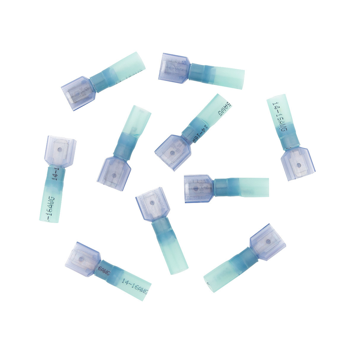 16-14 AWG .250 Tab CS Fully Insulated Heat Shrink M Disconnect - Blue (10-Pack) - Thumbnail 5