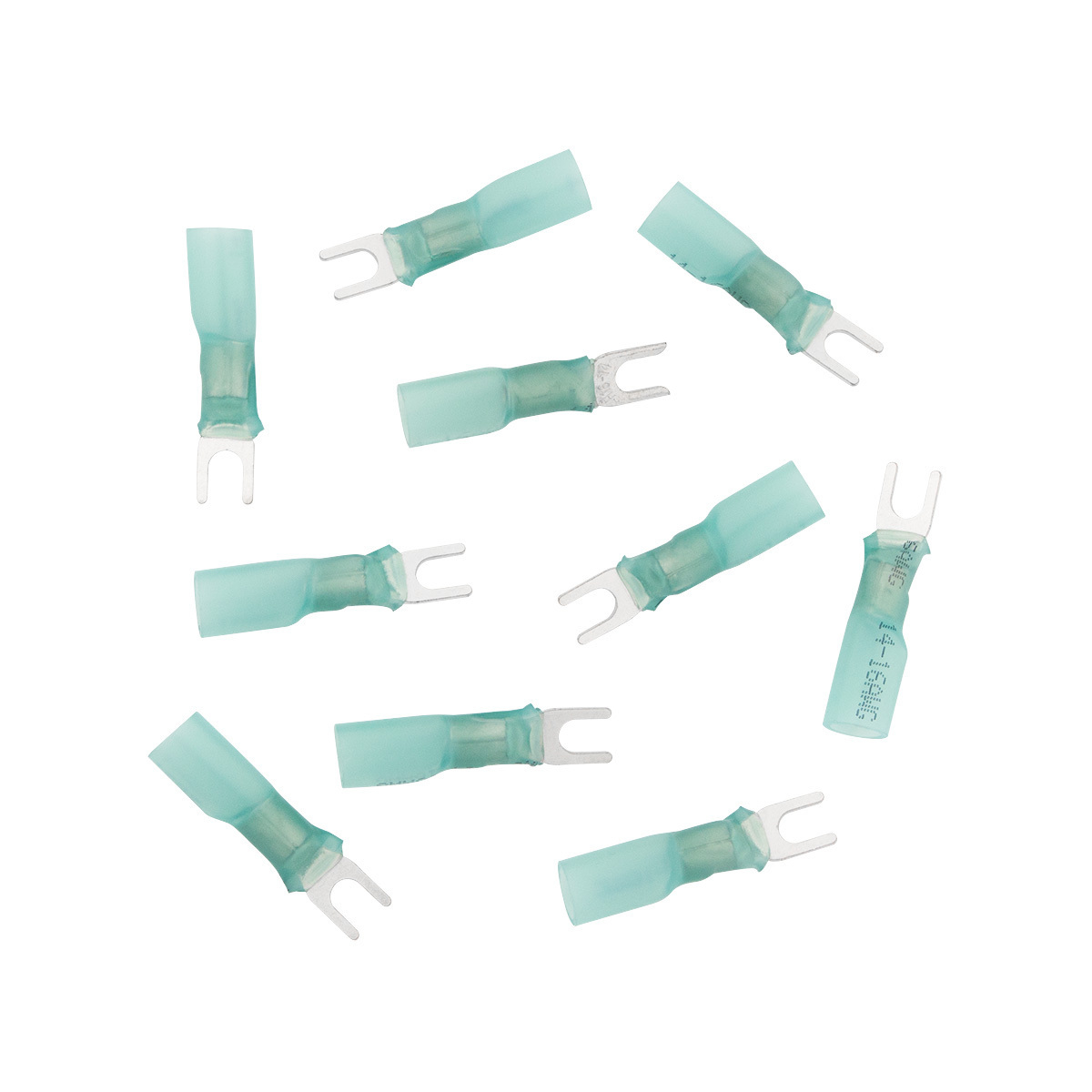 16-14 AWG #6 Stud CS Heat Shrink Spade Terminal - Blue (10-Pack) - Thumbnail 5