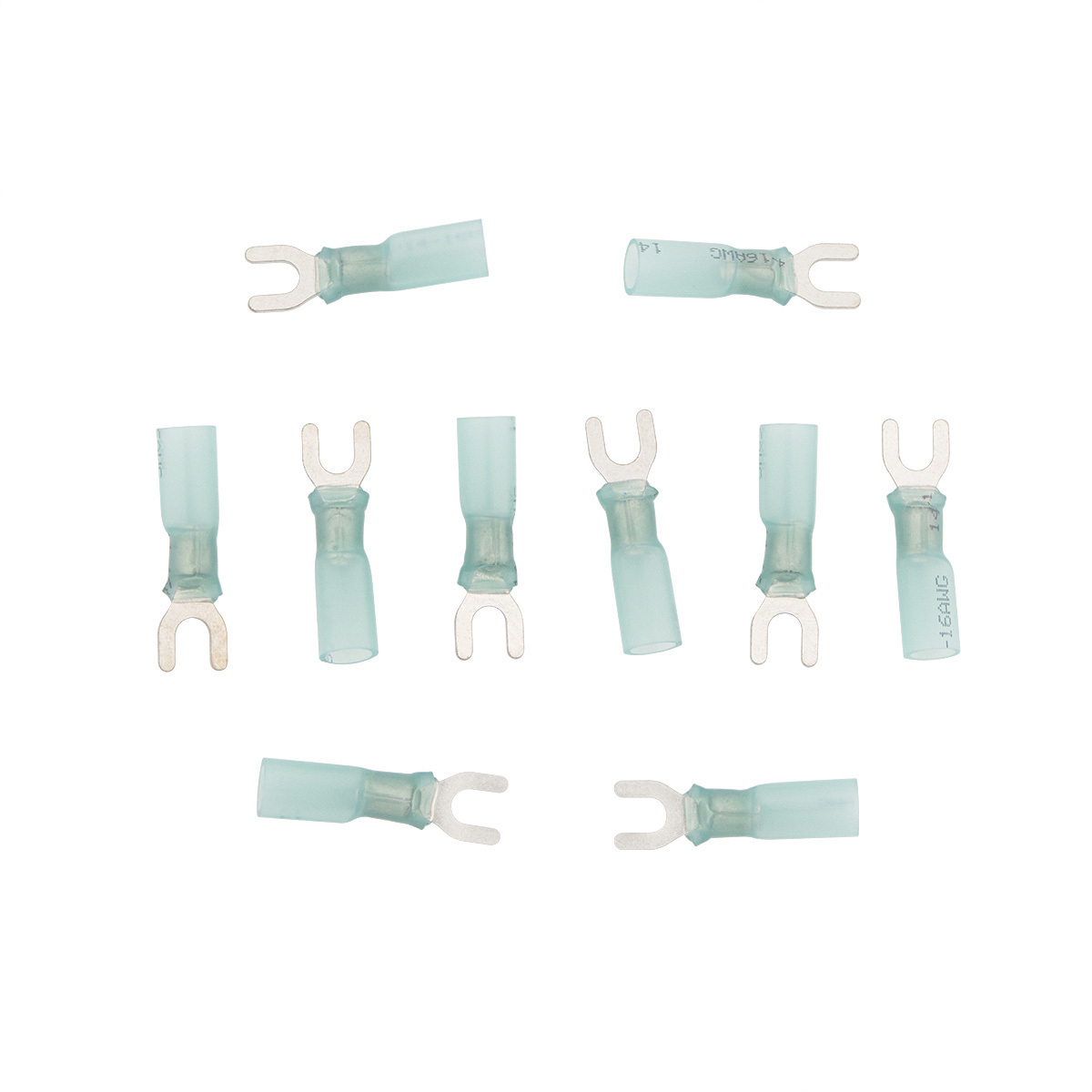 16-14 AWG #8 Stud CS Heat Shrink Spade Terminal - Blue (10-Pack) - Thumbnail 5