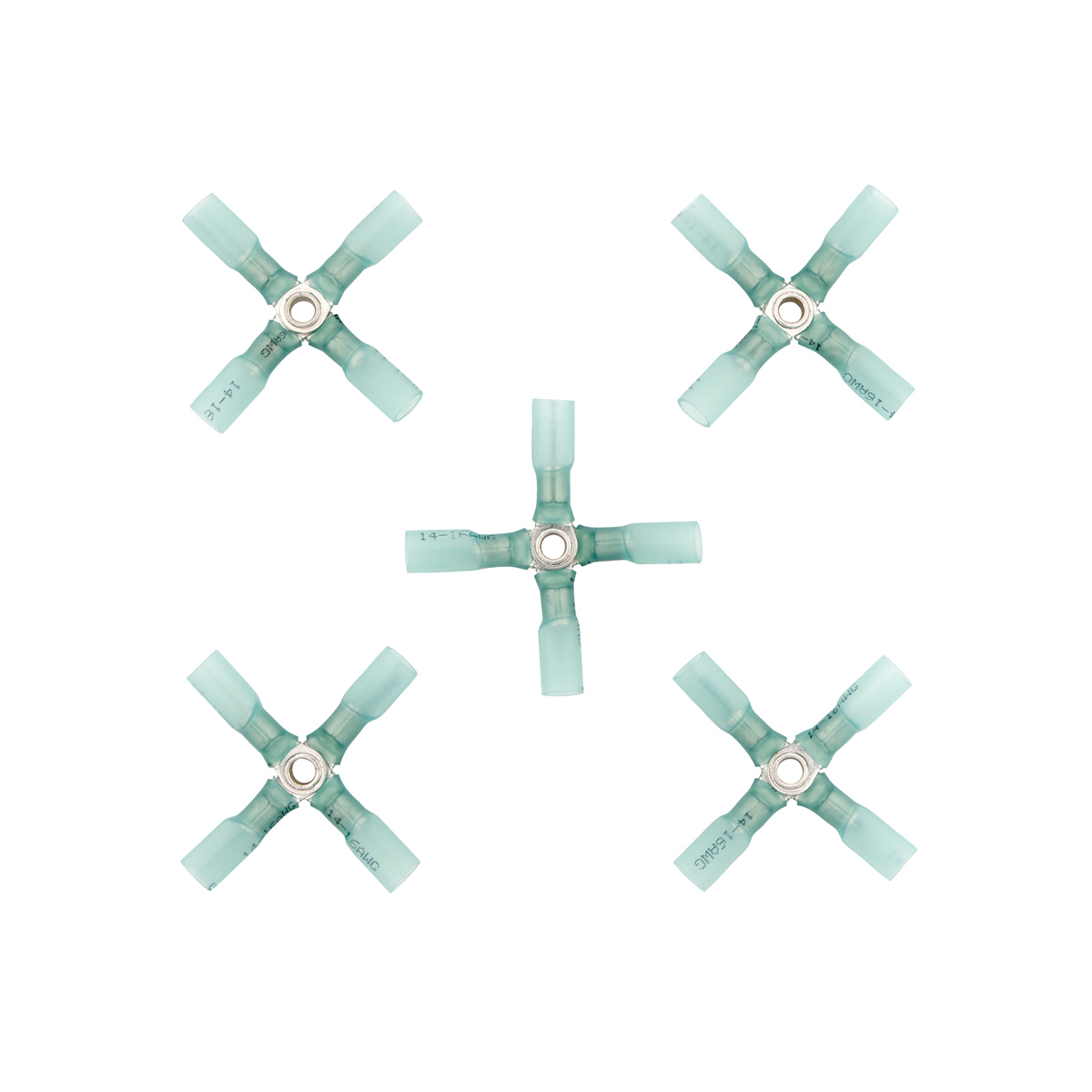 16-14 AWG 4-Way (X) CS Heat Shrink Connector - Blue (5-Pack) - Thumbnail 6