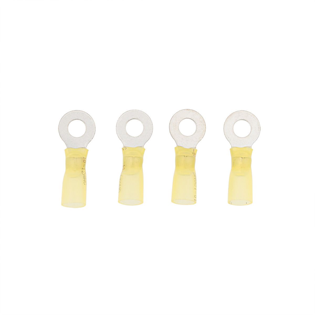 12-10 AWG 1/4" Stud CS Heat Shrink Ring Terminal - Yellow (4-Pack)
