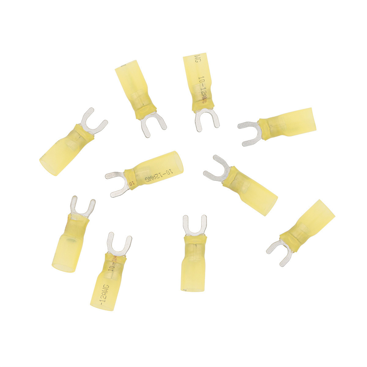 12-10 AWG #10 Stud CS Heat Shrink Spade Terminal - Yellow (10-Pack) - Thumbnail 5
