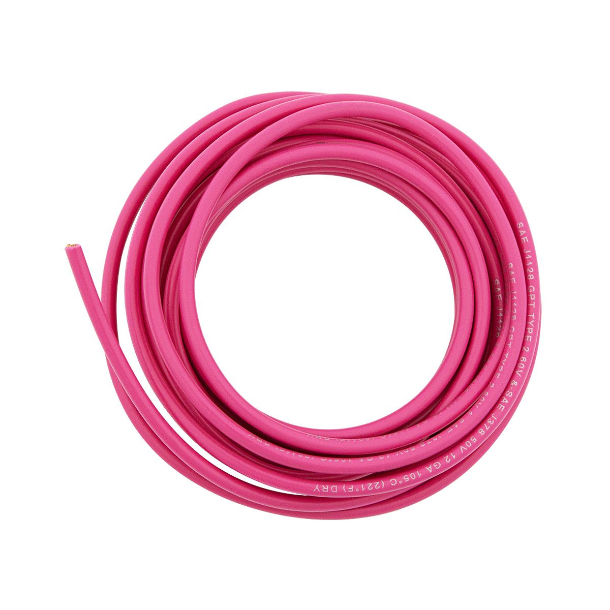 Primary Wire - Rated 105°C 12 AWG, Pink 12 Ft.