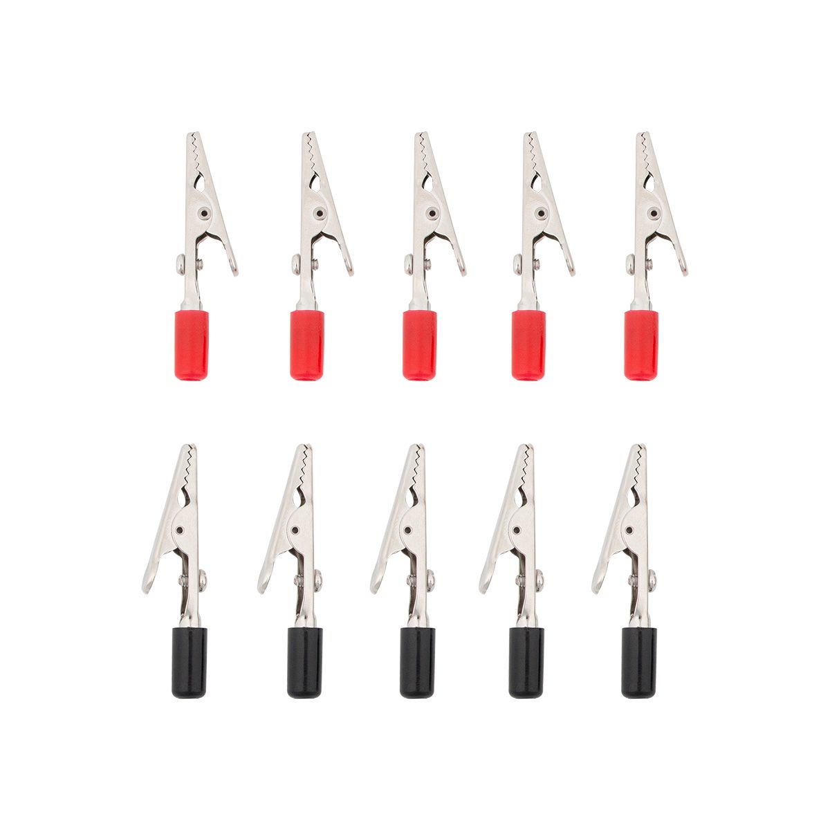 2" 10 Amp Alligator Test Clips w/ PVC Handles, 5Red/5Black (5-Pack)