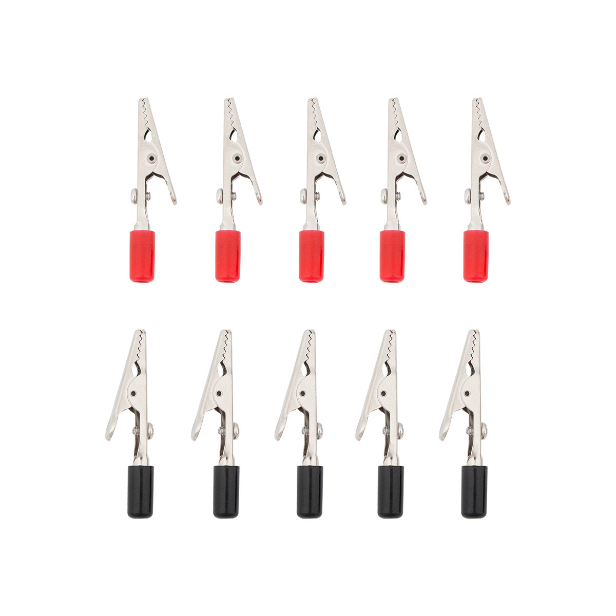 2" 10 Amp Alligator Test Clips w/ PVC Handles, 5Red/5Black (5-Pack) - Thumbnail 5