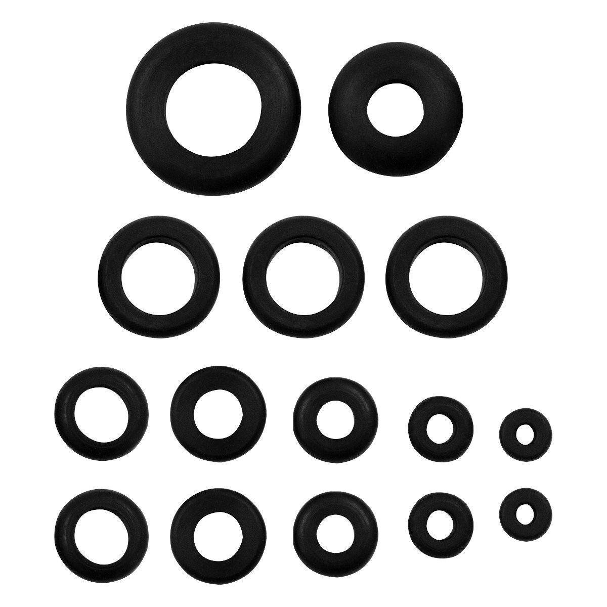 1/4",5/16",3/8",7/16",1/2",5/8",21/32",7/8" Mounting Holes Black Vinyl Grommets (15-Pack)