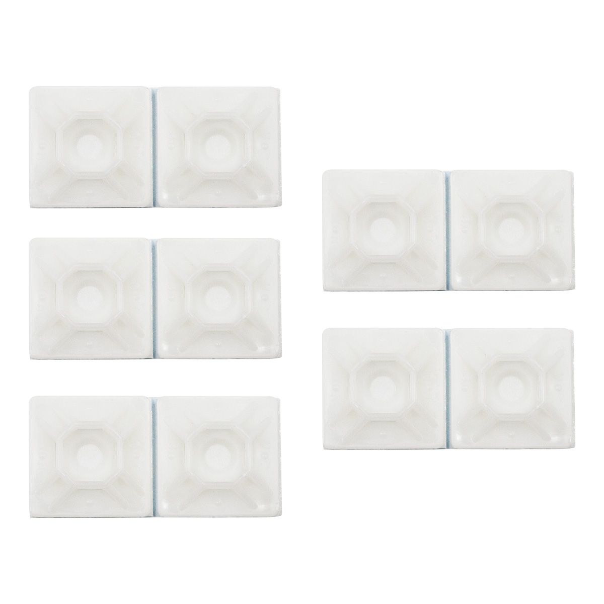 1" Natural Nylon Adhesive Wire Tie Mount 50 Lbs Ties (10-Pack)