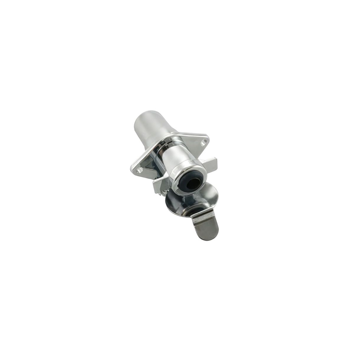 4-Pole Round M/FM Chrome Metal Trailer Plug Connector, 1 Set.