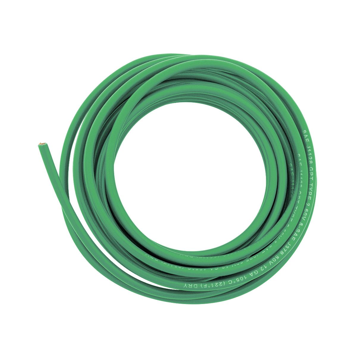Primary Wire - Rated 80°C 12 AWG, Green 12 Ft.