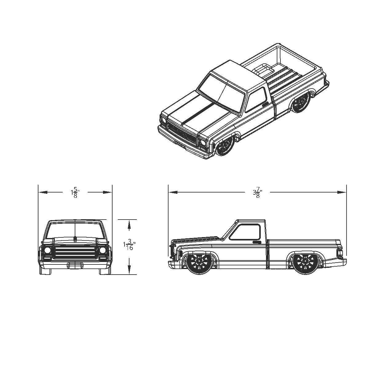 Solid Die-Cast 1973-1987 Chevrolet Truck Style Paper Weight-Indigo Blue - Thumbnail 15