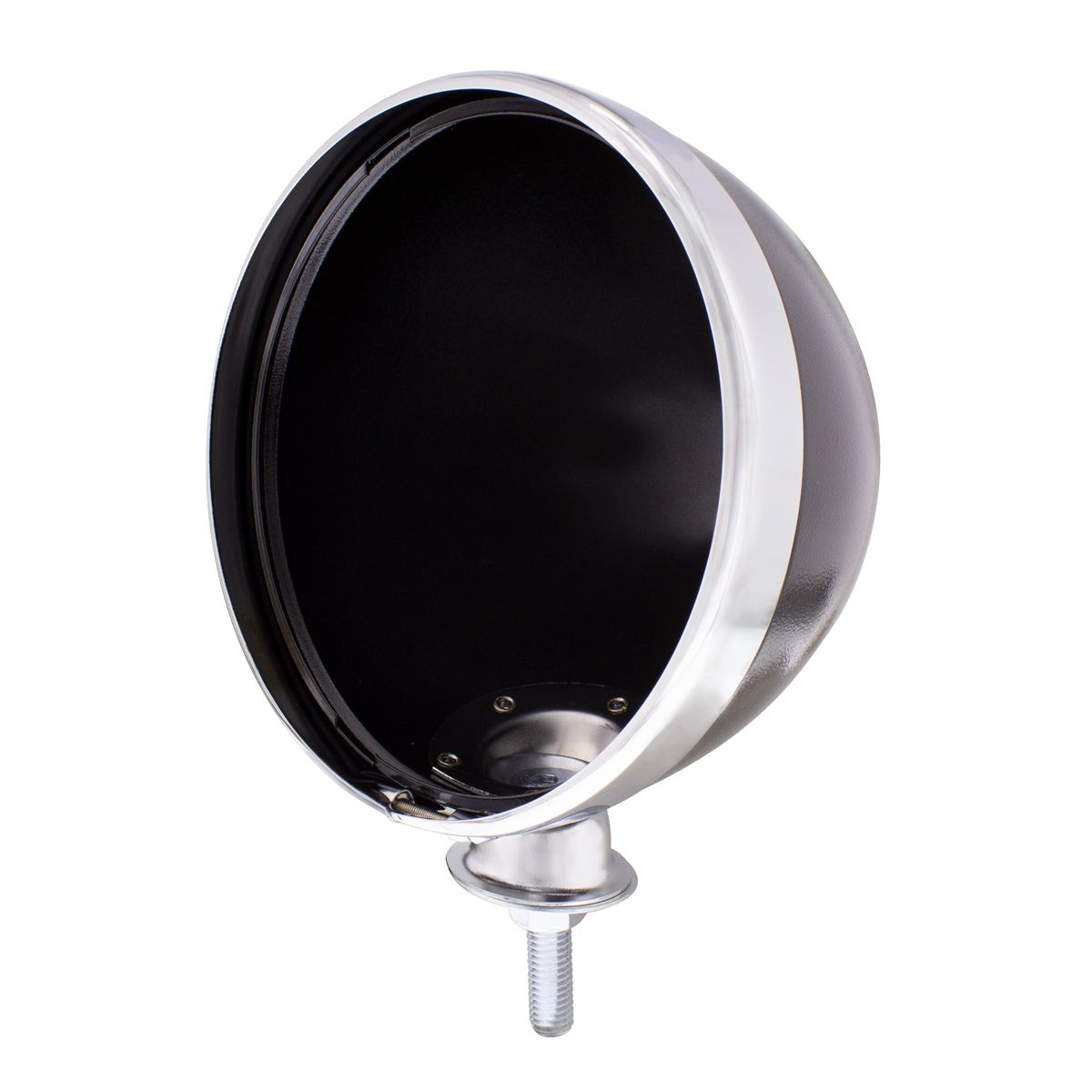 7" Black Dietz Style Headlight Housing & Chrome Rim Only and 34222 Pigtail (Pair)