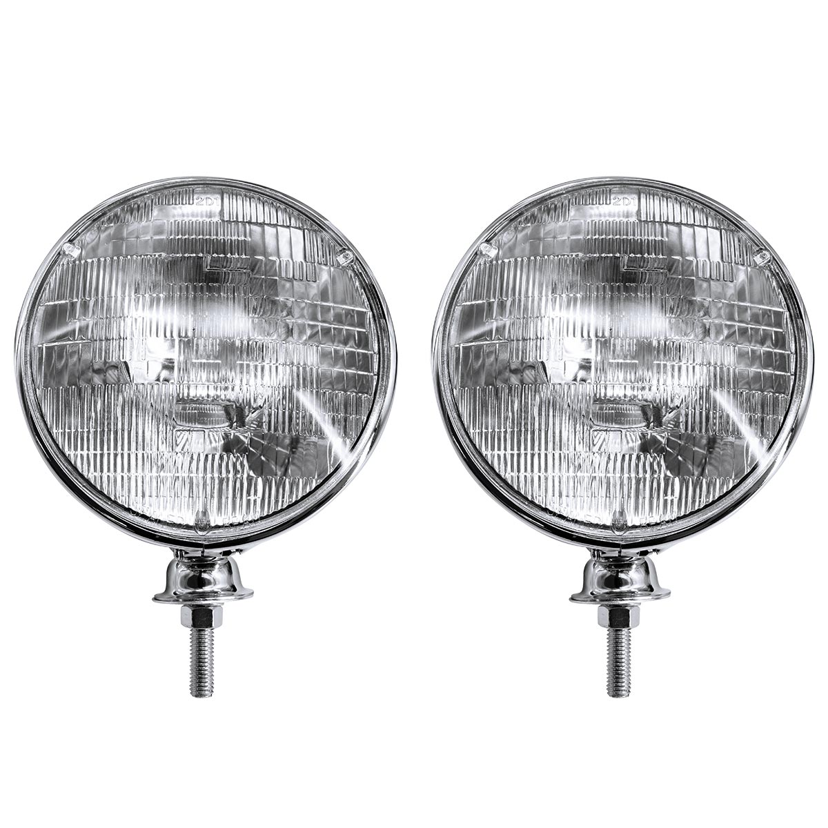 7" Chrome Dietz Style Headlight With 12 Volt 6014 Sealed Beam Bulb - Thumbnail 3