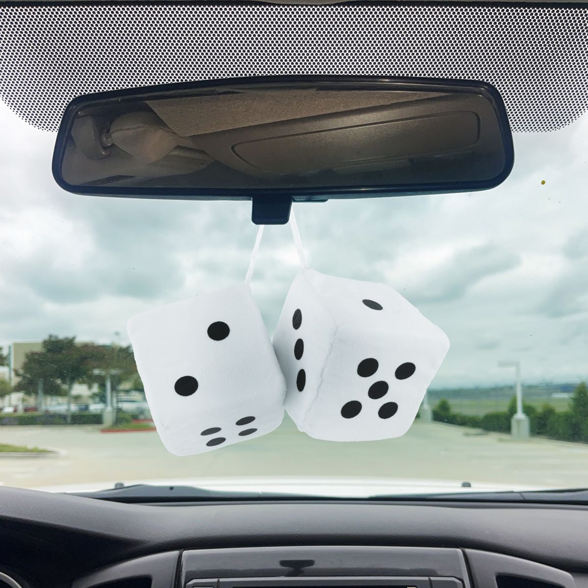 3" X 3" Classic Fuzzy Dice, White (Pair) - Thumbnail 2