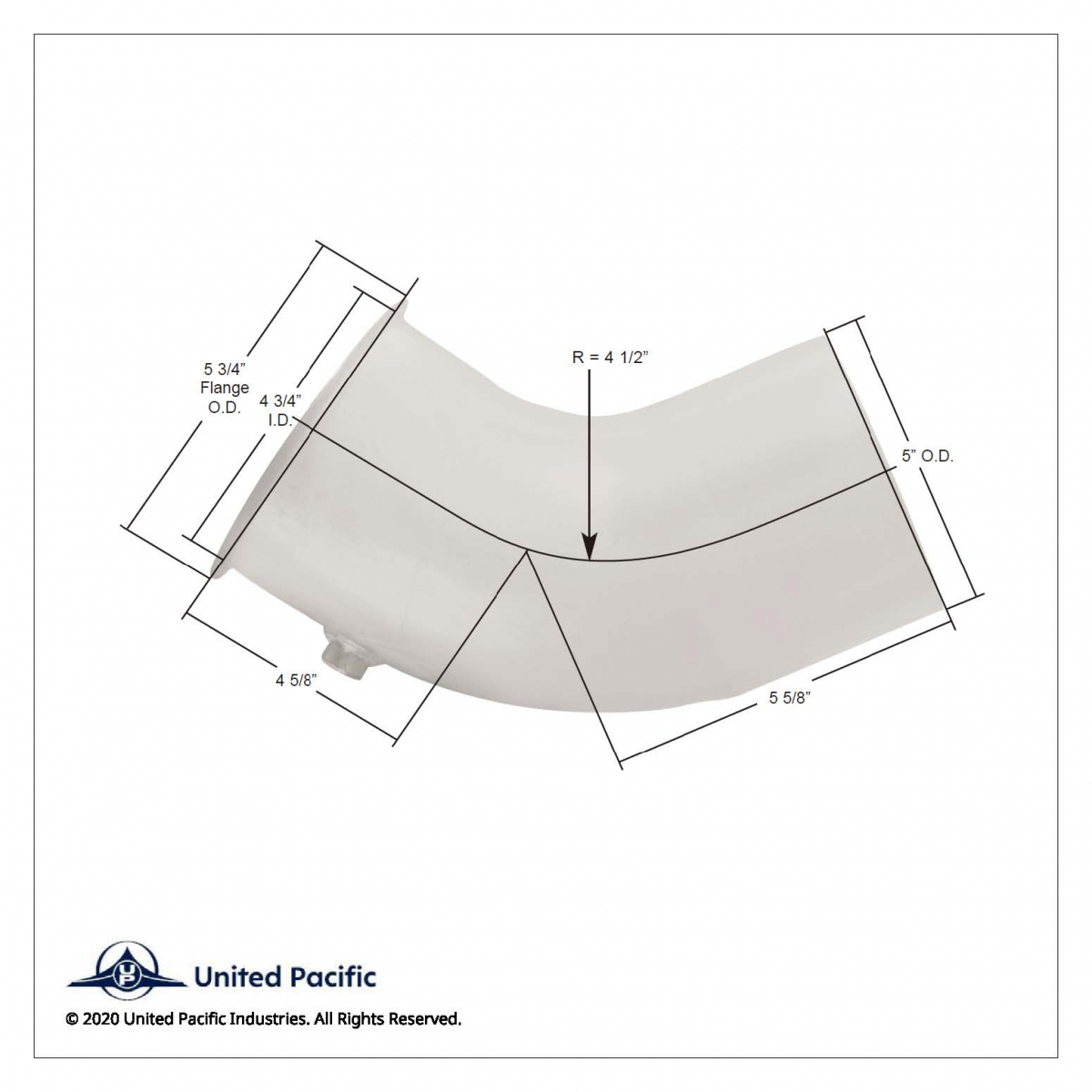 Aluminized 58 Degree Exhaust Turbo Elbow For Peterbilt 379 - Thumbnail 2