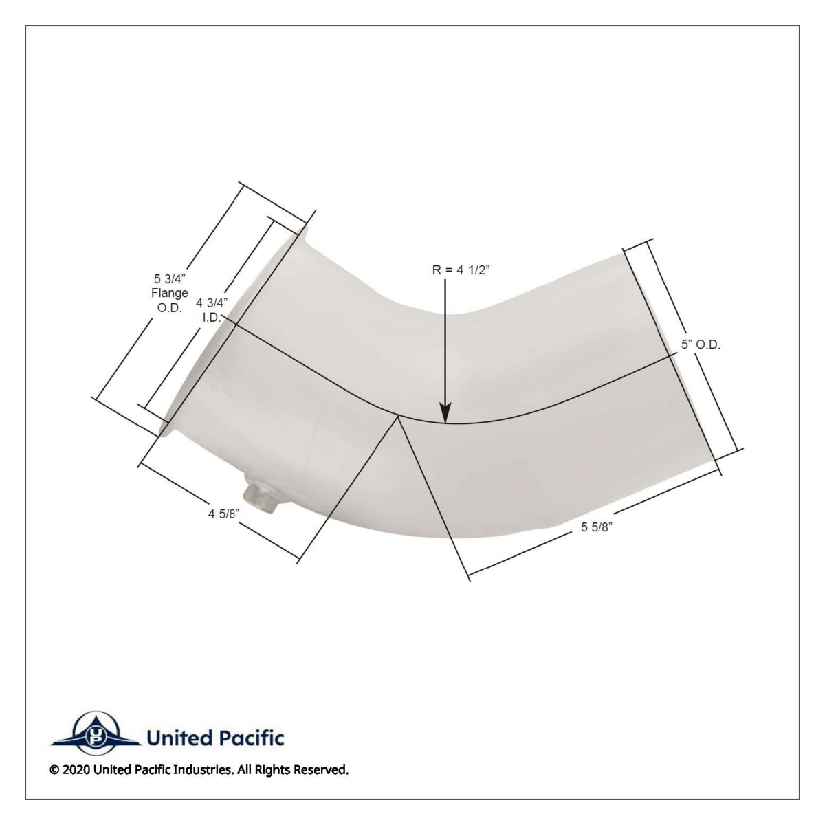 Aluminized 58 Degree Exhaust Turbo Elbow For Peterbilt 379 - Thumbnail 3