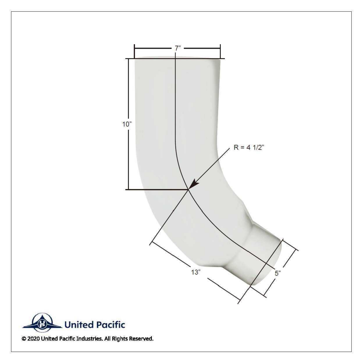 Chrome 58 Degree Angled Exhaust Elbow For Peterbilt 379 - 7" OD To 5" OD - Thumbnail 5