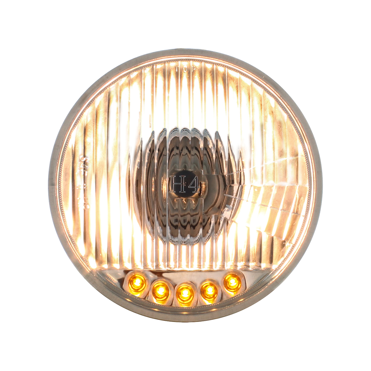 5-3/4" Crystal Halogen Headlight With 5 LED Position Lights - Thumbnail 2