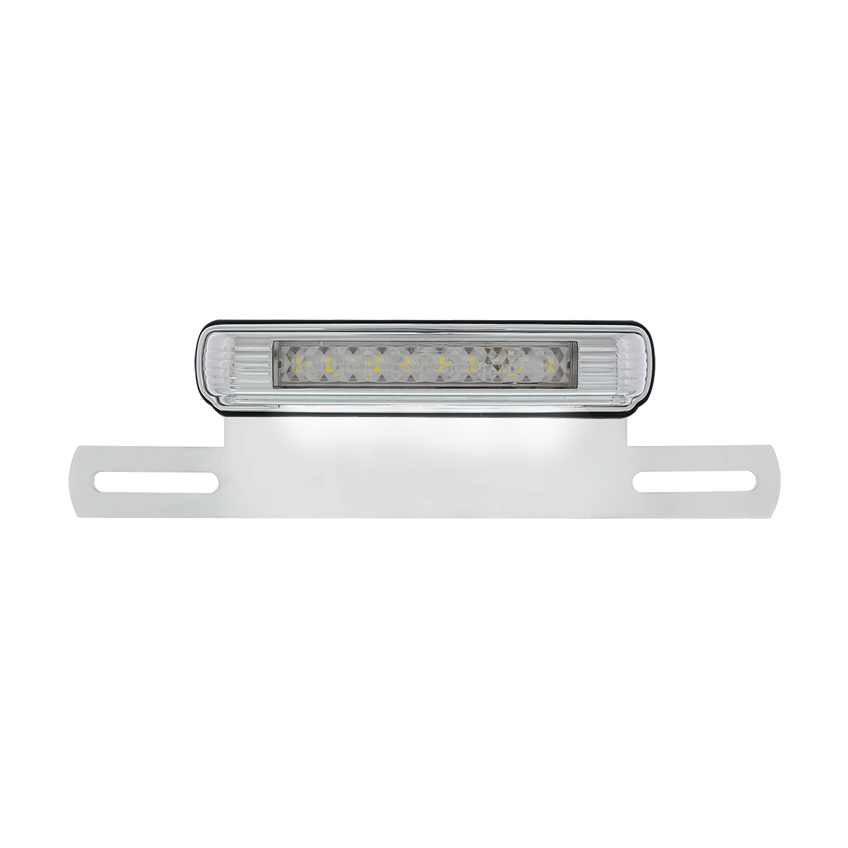 Chrome License Plate Light & Bracket With White LED Backup Light - White LED/Clears Lens - Thumbnail 2