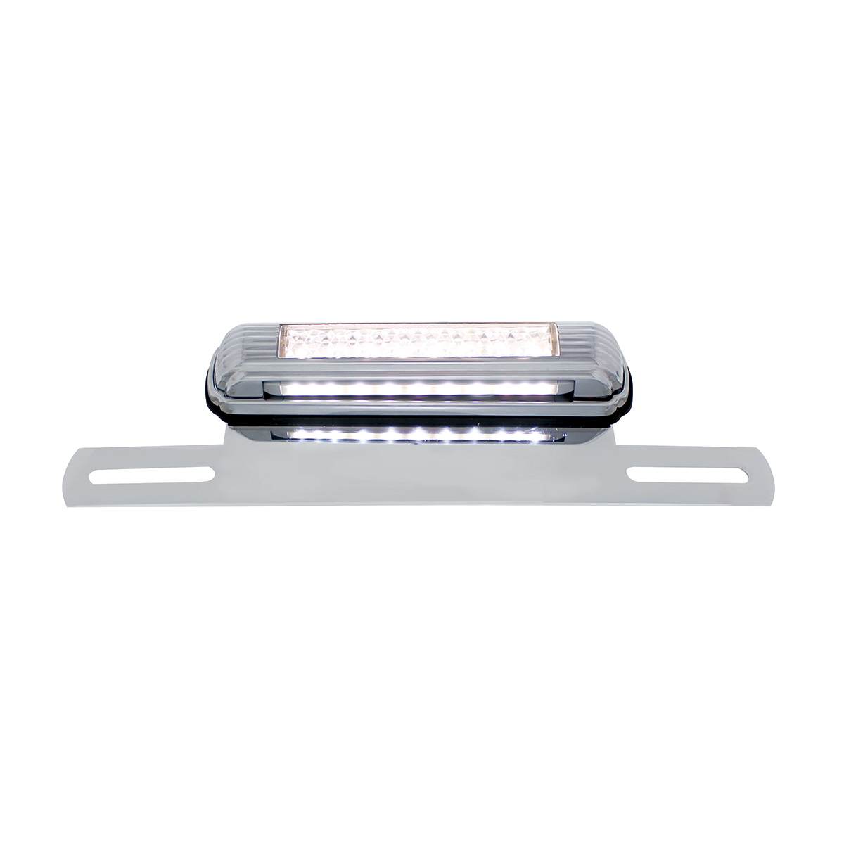 Chrome License Plate Light & Bracket With White LED Backup Light - White LED/Clears Lens - Thumbnail 3