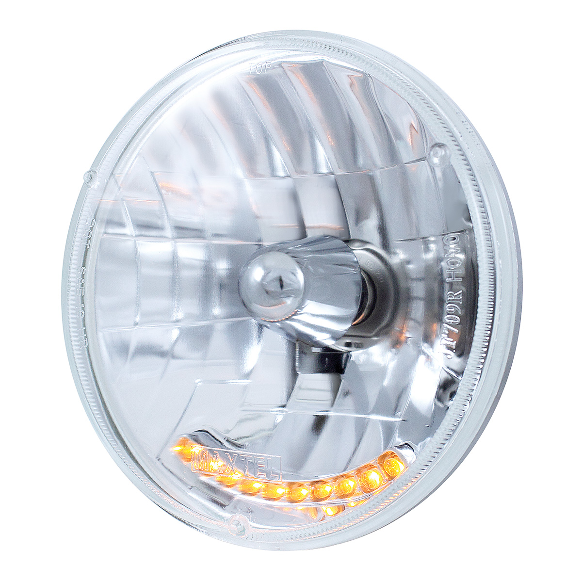 7" Crystal Headlight With 10 Amber LED Position Lights - Thumbnail 2