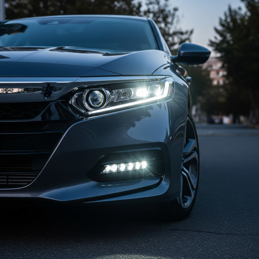 A before-and-after comparison of a restored headlight